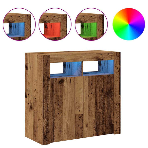 Sideboard mit LED Altholz-Optik 80 cm