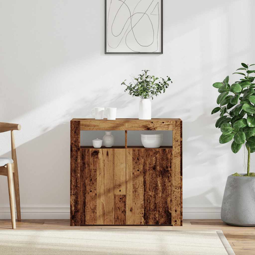 Sideboard mit LED Altholz-Optik 80 cm