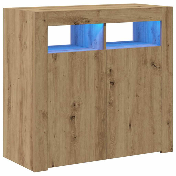vidaXL Sideboard with LED Lights Artisan Oak 80x35x75 cm