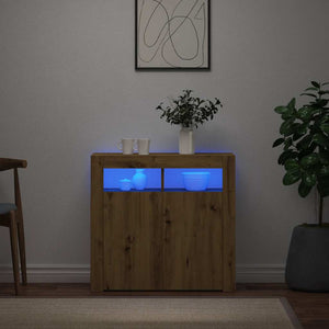 vidaXL Sideboard with LED Lights Artisan Oak 80x35x75 cm