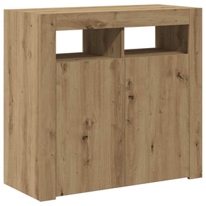 vidaXL Sideboard with LED Lights Artisan Oak 80x35x75 cm