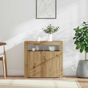 vidaXL Sideboard with LED Lights Artisan Oak 80x35x75 cm