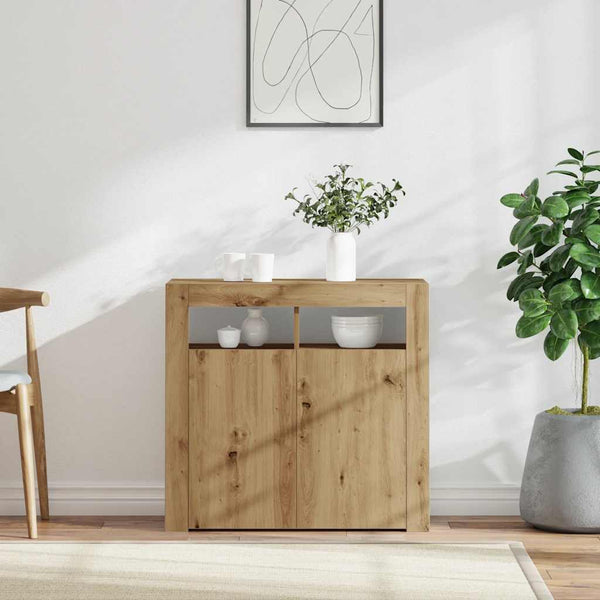 vidaXL Sideboard with LED Lights Artisan Oak 80x35x75 cm