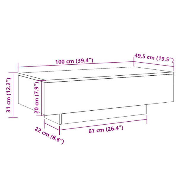 Couchtisch Altholz-Optik 100 cm