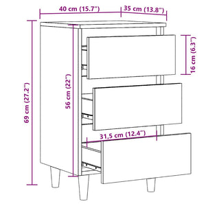 Nachttisch Altholz-Optik 40x35x69 cm