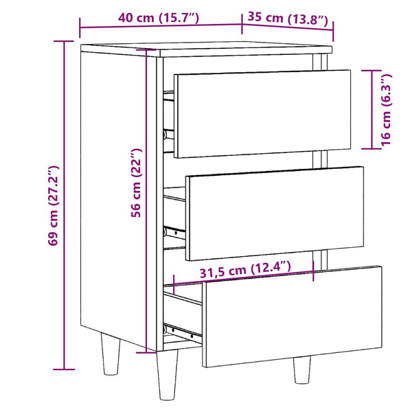 Nachttisch Altholz-Optik 40x35x69 cm