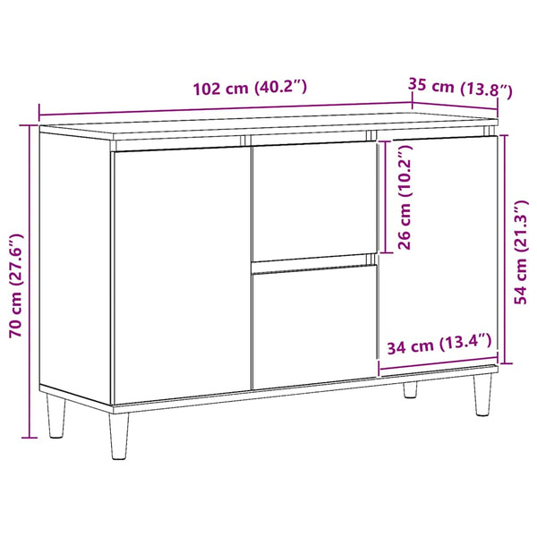 Sideboard Artisan Eiche 102x35x70 cm