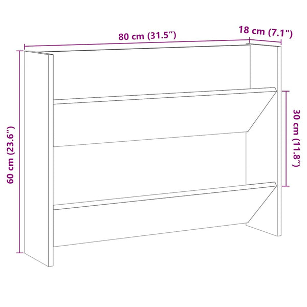 Wand Schuhregal Altholz-Optik 80 cm