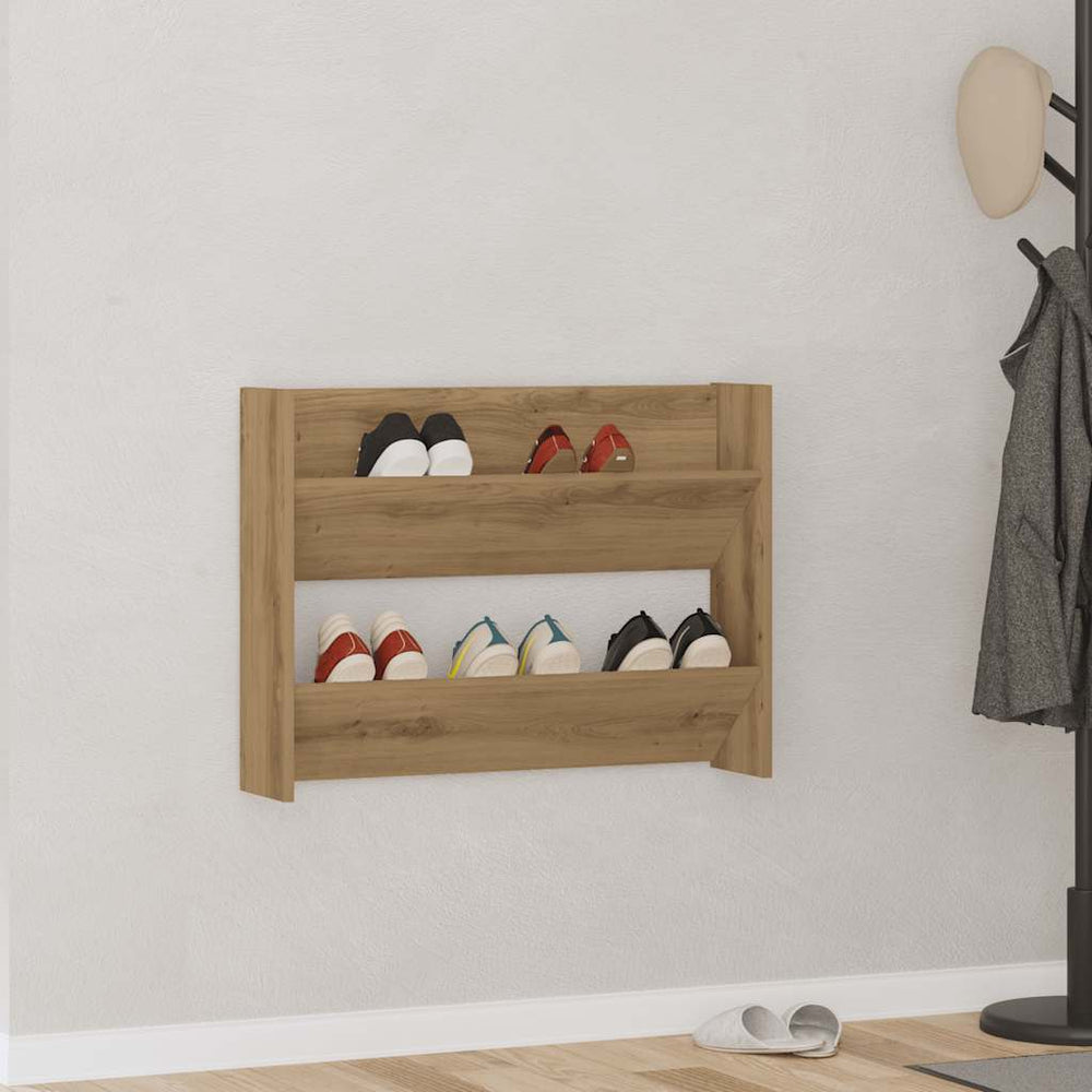 vidaXL Étagère à chaussures murale chêne artisan 80x18x60 cm bois d'ingénierie