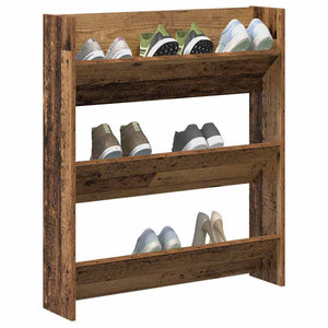 vidaXL Étagère à chaussures murale aspect bois de récupération 80x18x90 cm Bois d'ingénierie