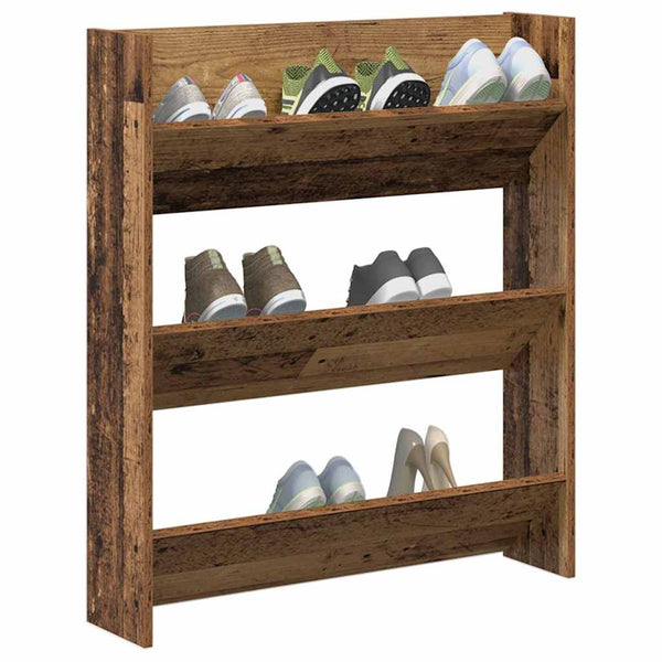 vidaXL Étagère à chaussures murale aspect bois de récupération 80x18x90 cm Bois d'ingénierie