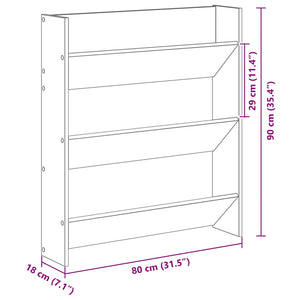 vidaXL Étagère à chaussures murale aspect bois de récupération 80x18x90 cm Bois d'ingénierie