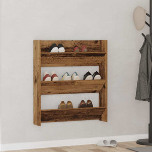 vidaXL Étagère à chaussures murale aspect bois de récupération 80x18x90 cm Bois d'ingénierie