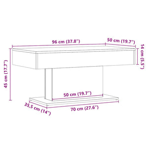 vidaXL Table basse chêne artisan 96x50x45 cm bois d'ingénierie
