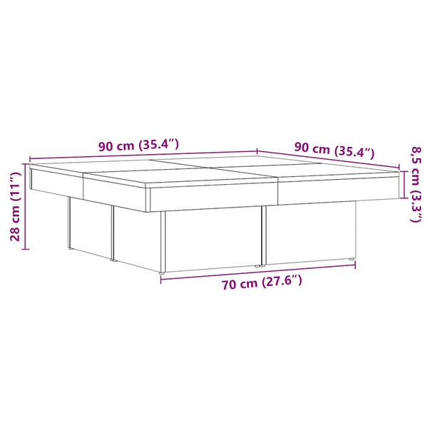 Couchtisch Altholz-Optik 90x90 cm