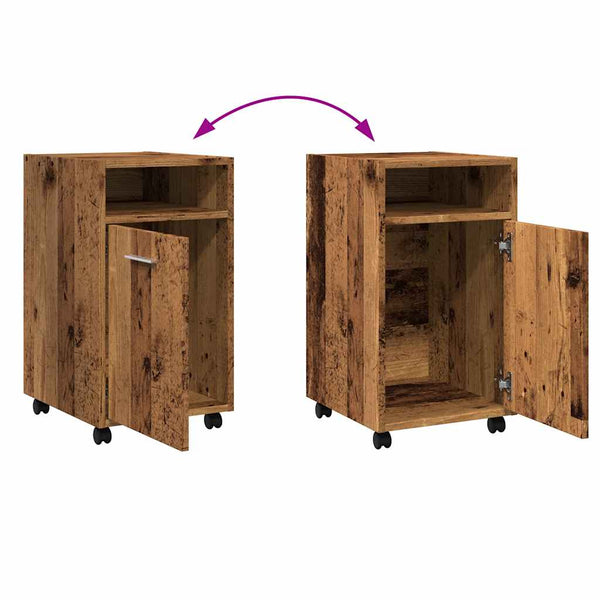 Rollbarer Schrank Altholz-Optik 33x38x60 cm