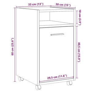 Rollbarer Schrank Artisan-Eiche 33x38x60 cm