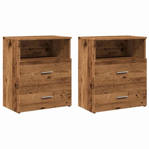 Nachttische 2er Set Altholz-Optik