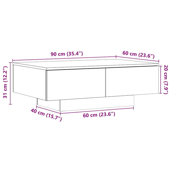 Couchtisch Artisan Eiche 90x60 cm
