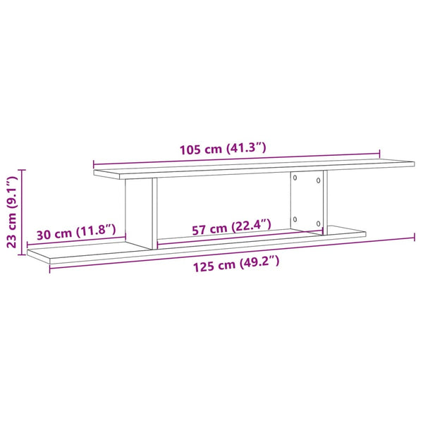 TV-Wandregal Altholz-Optik 125 cm