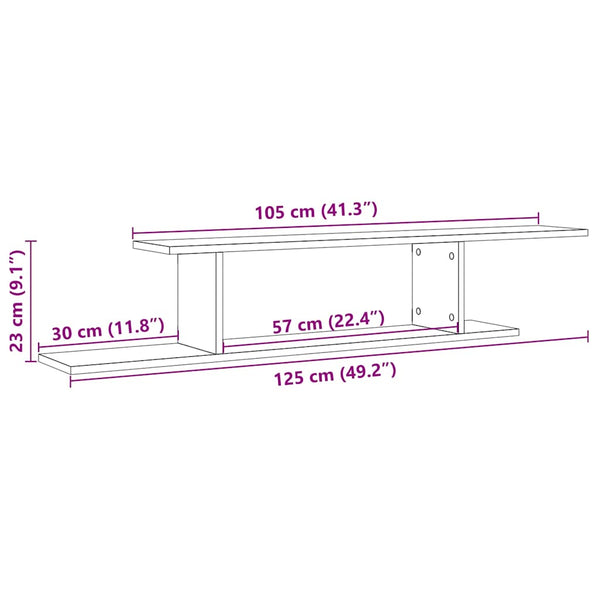 TV-Wandregal Artisan Eiche 125 cm