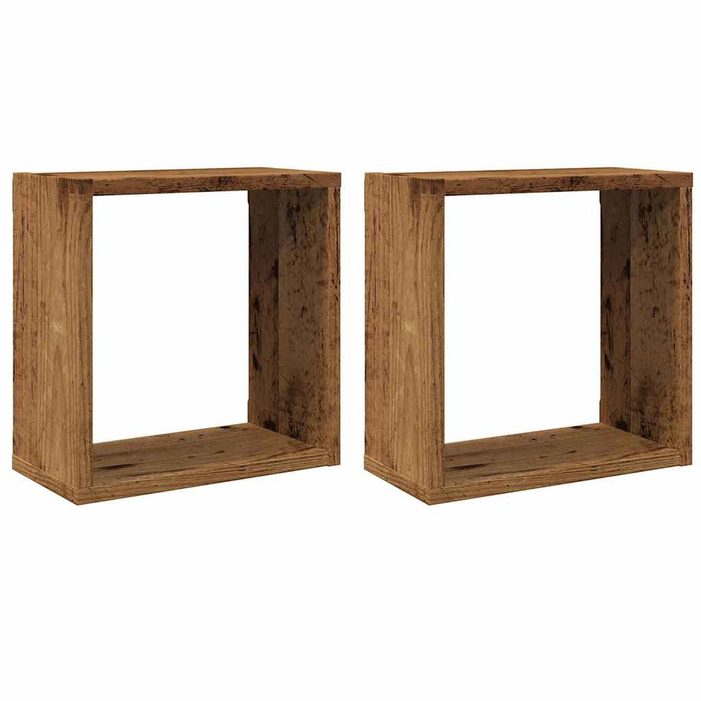Würfel Wandregale 2er-Set Altholz-Optik