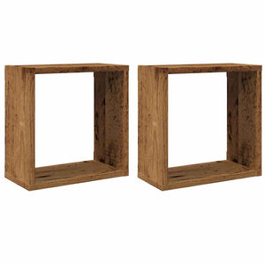 Würfel Wandregale 2er-Set Altholz-Optik