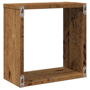 Würfel Wandregale 2er-Set Altholz-Optik
