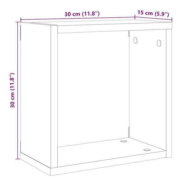 Würfel Wandregale 2er-Set Altholz-Optik