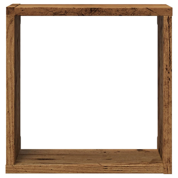 Würfel-Wandregale, 4er Set, Altholz-Optik