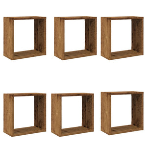 vidaXL Étagères murales cubes 6 pcs aspect bois de récupération 30x15x30 aggloméré
