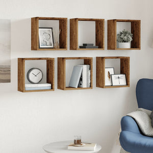 vidaXL Étagères murales cubes 6 pcs aspect bois de récupération 30x15x30 aggloméré