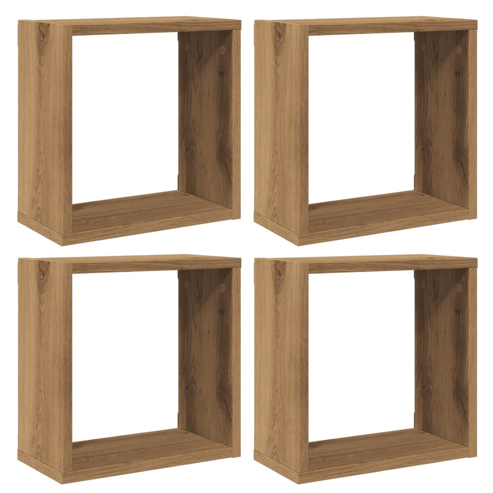 Würfel Wandregale 4er Set Eiche