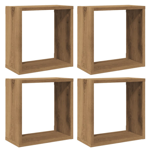 Würfel Wandregale 4er Set Eiche