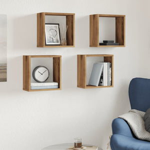 Würfel Wandregale 4er Set Eiche