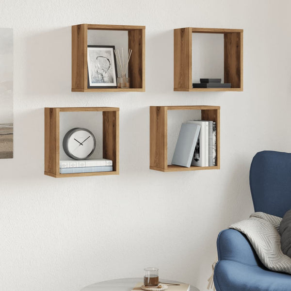 Würfel Wandregale 4er Set Eiche