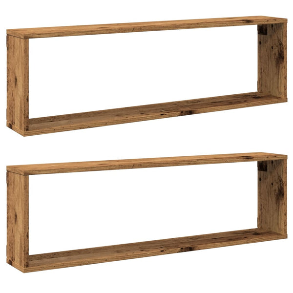 Würfel Wandregale 2er Set Altholz-Optik