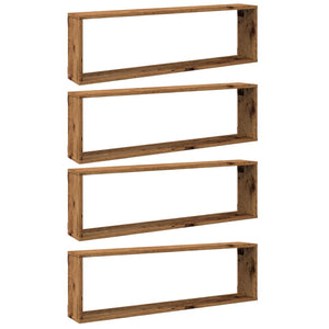 Würfel-Wandregale, 4er Set, Altholz-Optik