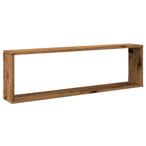 Würfel-Wandregale, 4er Set, Altholz-Optik