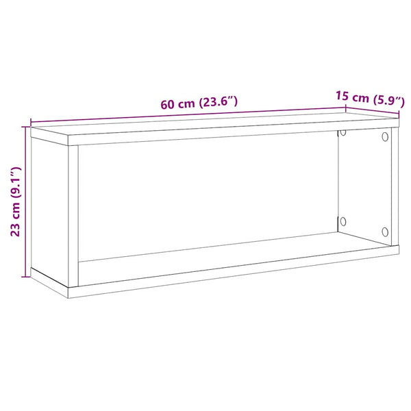 Wandregale 4er Set Eiche 60x15x23cm