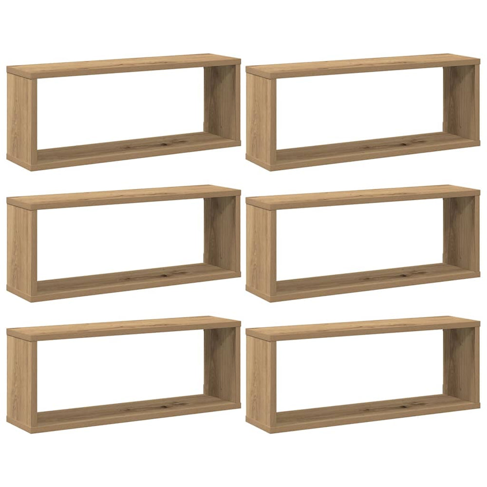 6er Set Wandregale Artisan Eiche 60x15x23 cm
