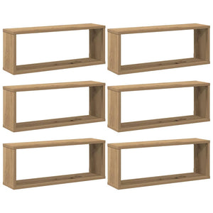 6er Set Wandregale Artisan Eiche 60x15x23 cm