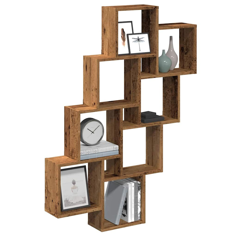 vidaXL Cube Wall Shelf Reclaimed Wood Look 90x15x119.5 cm Engineered Wood