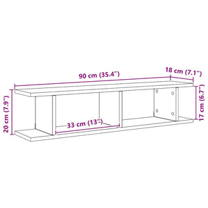 Wandregale 2er Set Eiche 90cm