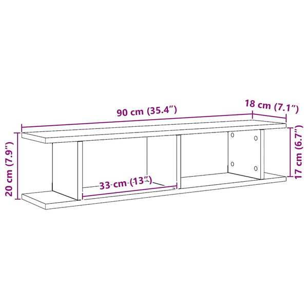 Wandregale 2er Set Eiche 90cm