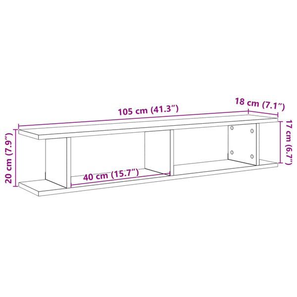 Wandregale 2er Set Altholz-Optik 105cm
