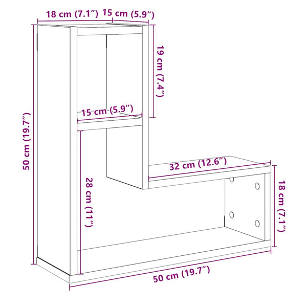 vidaXL Étagères murales 2 pcs Aspect bois de récupération 50x15x50 Bois d'ingénierie