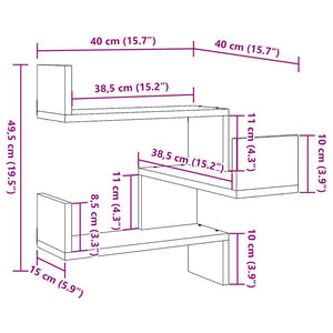 Wand-Eckregal Altholz-Optik 40 cm