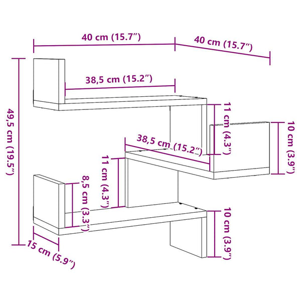 Wand-Eckregal Altholz-Optik 40 cm