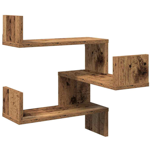 Wand-Eckregale 2er-Set Altholz-Optik